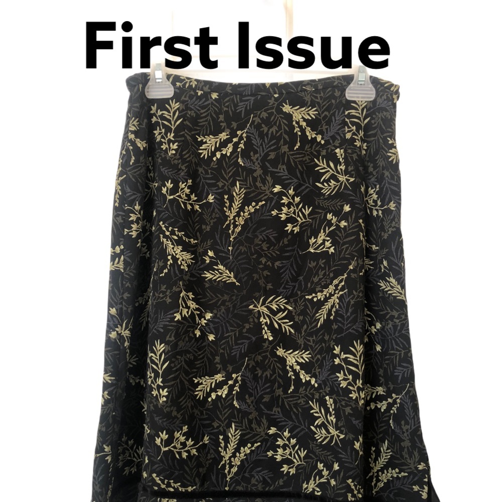 Liz Claiborne Floral Skirt Black and Olive Green  sz 12